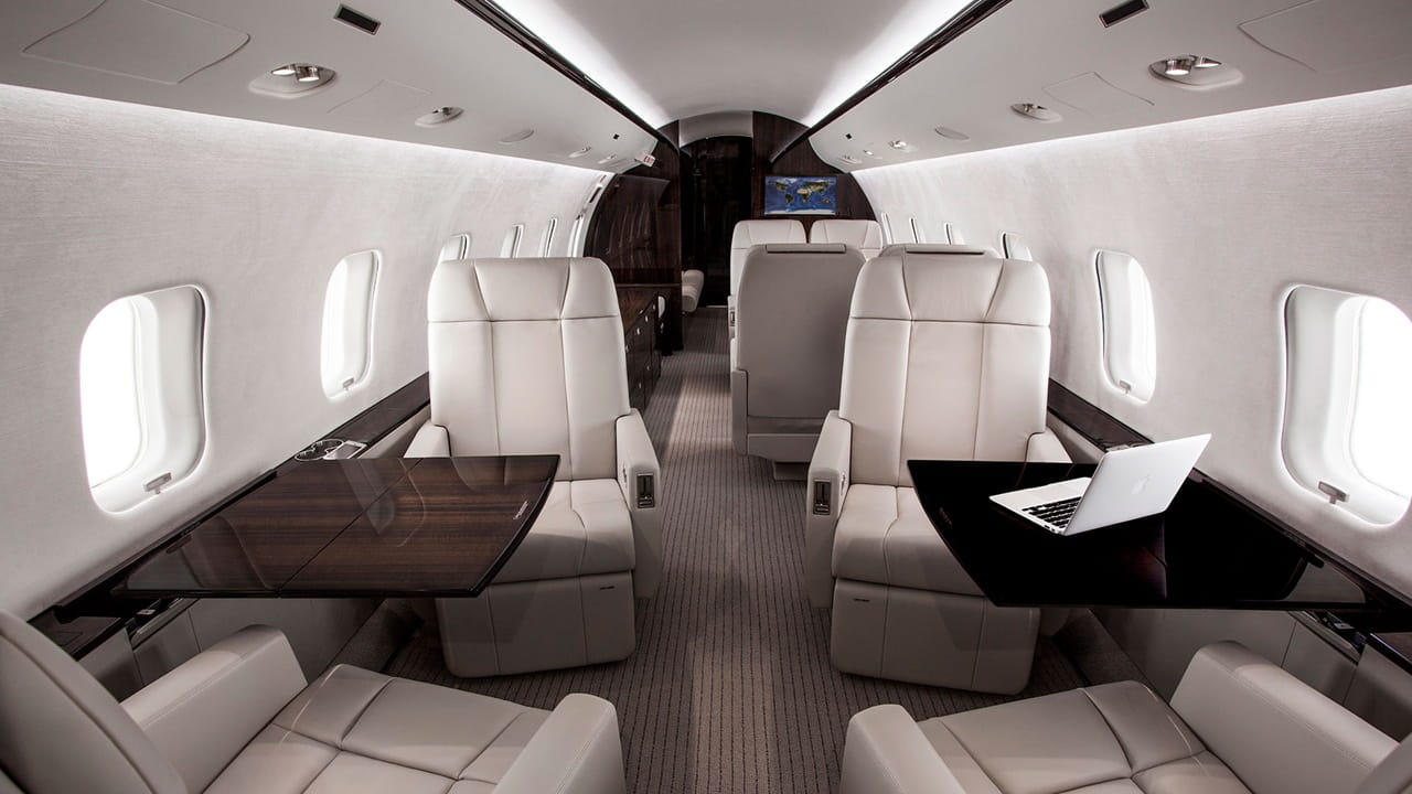 Business jet lounge view