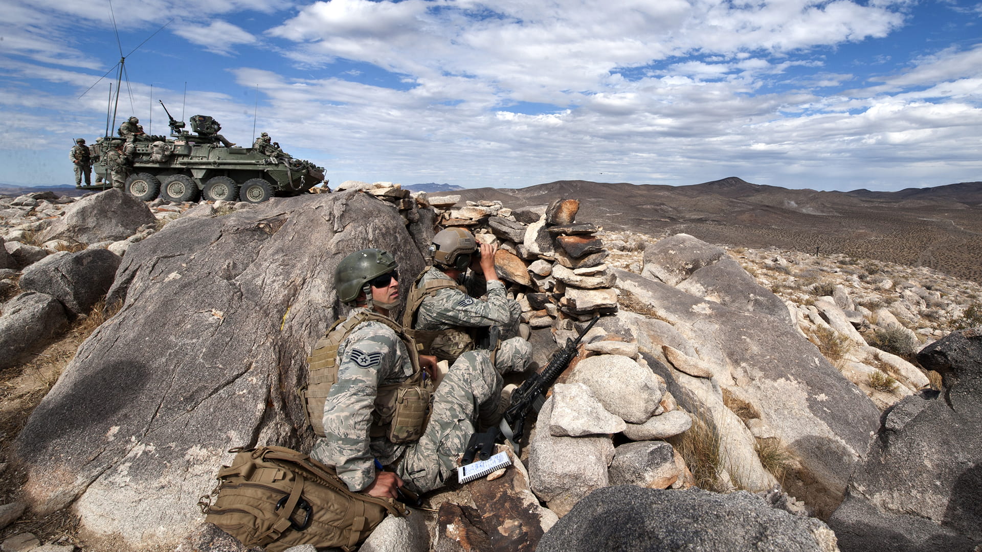 Military folks being in the lookout
