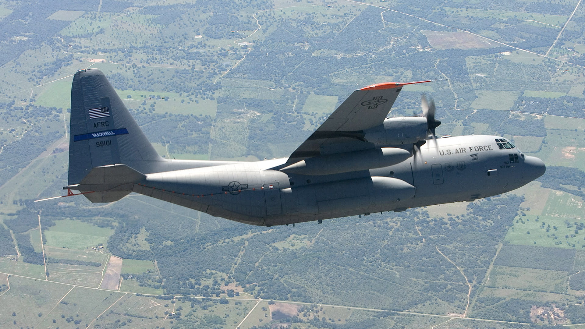Military plane in flight