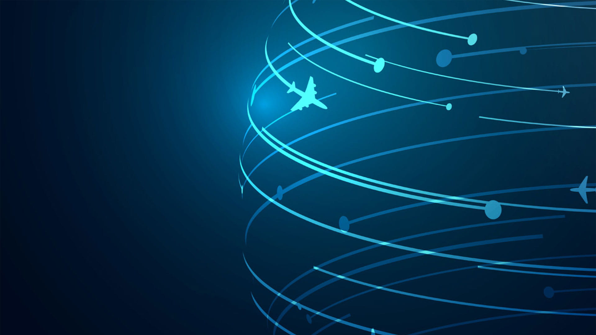 Illustration of an aircraft flying around a globe