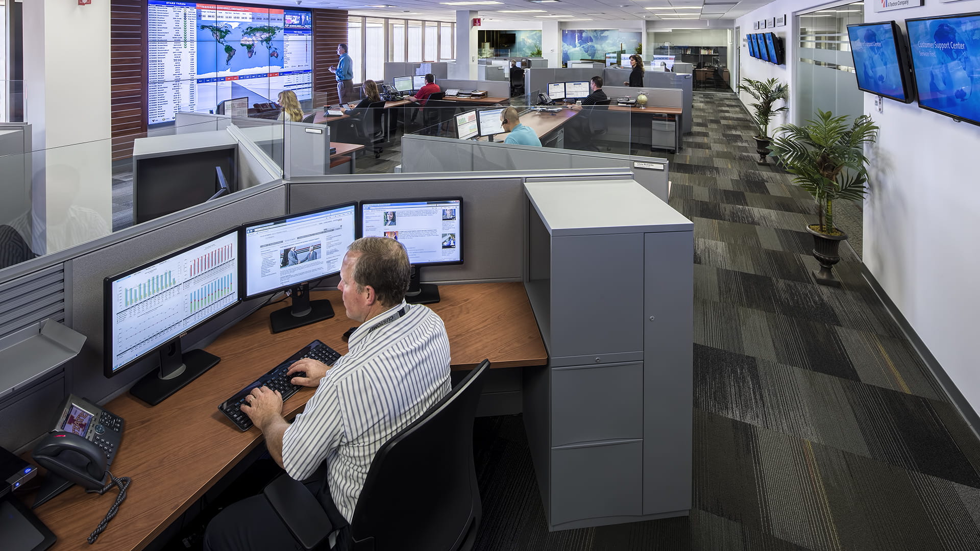 Man working in a cubicle