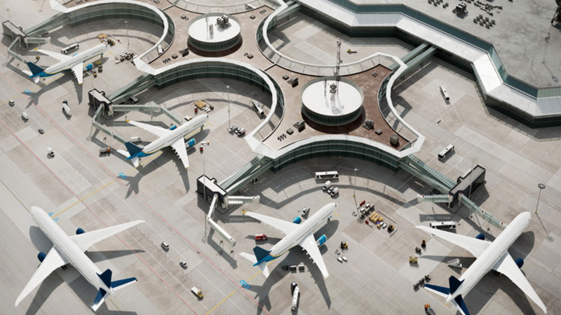 Airport terminal topview