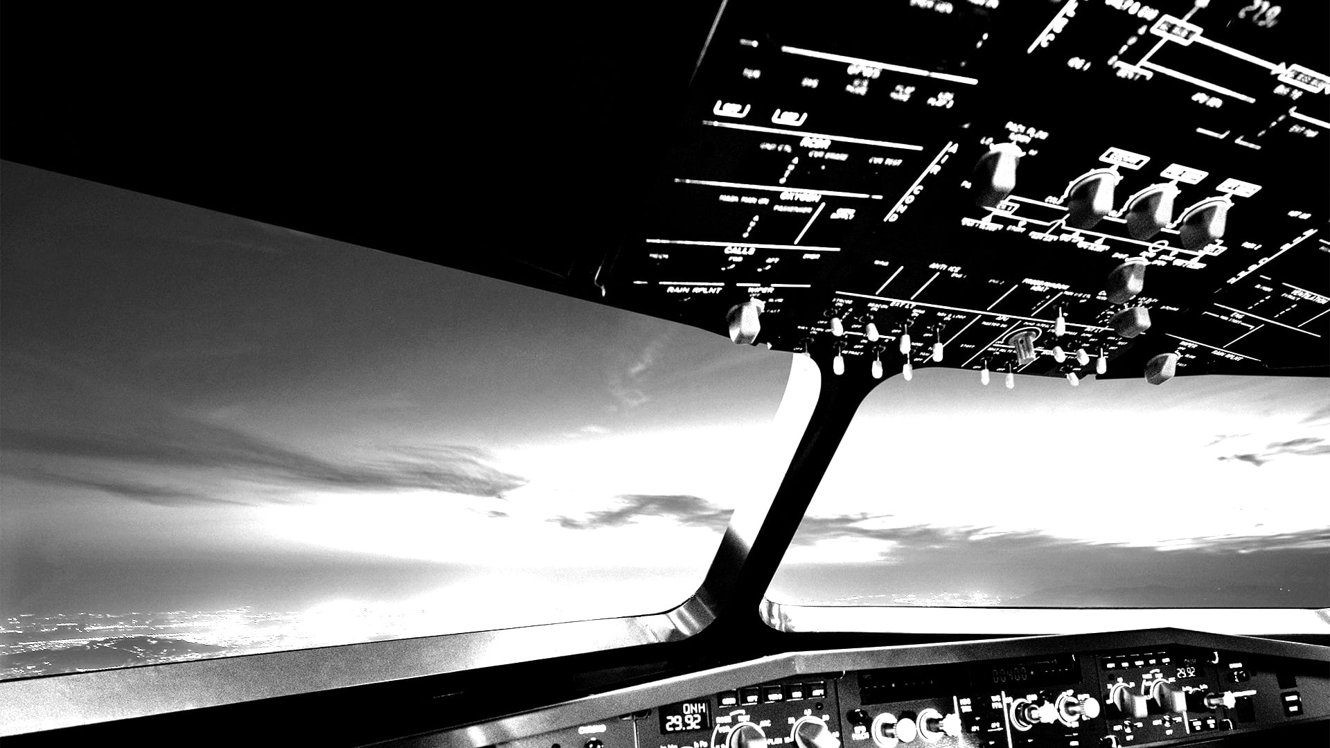 Looking out an aircraft flight deck