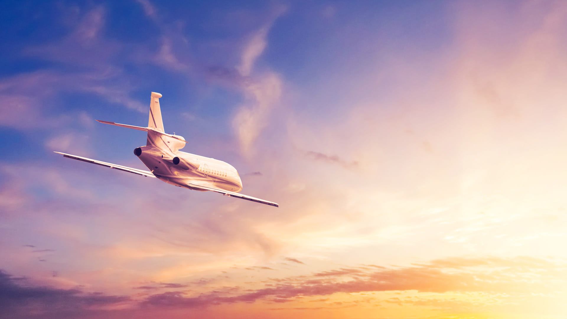 Business jet in flight