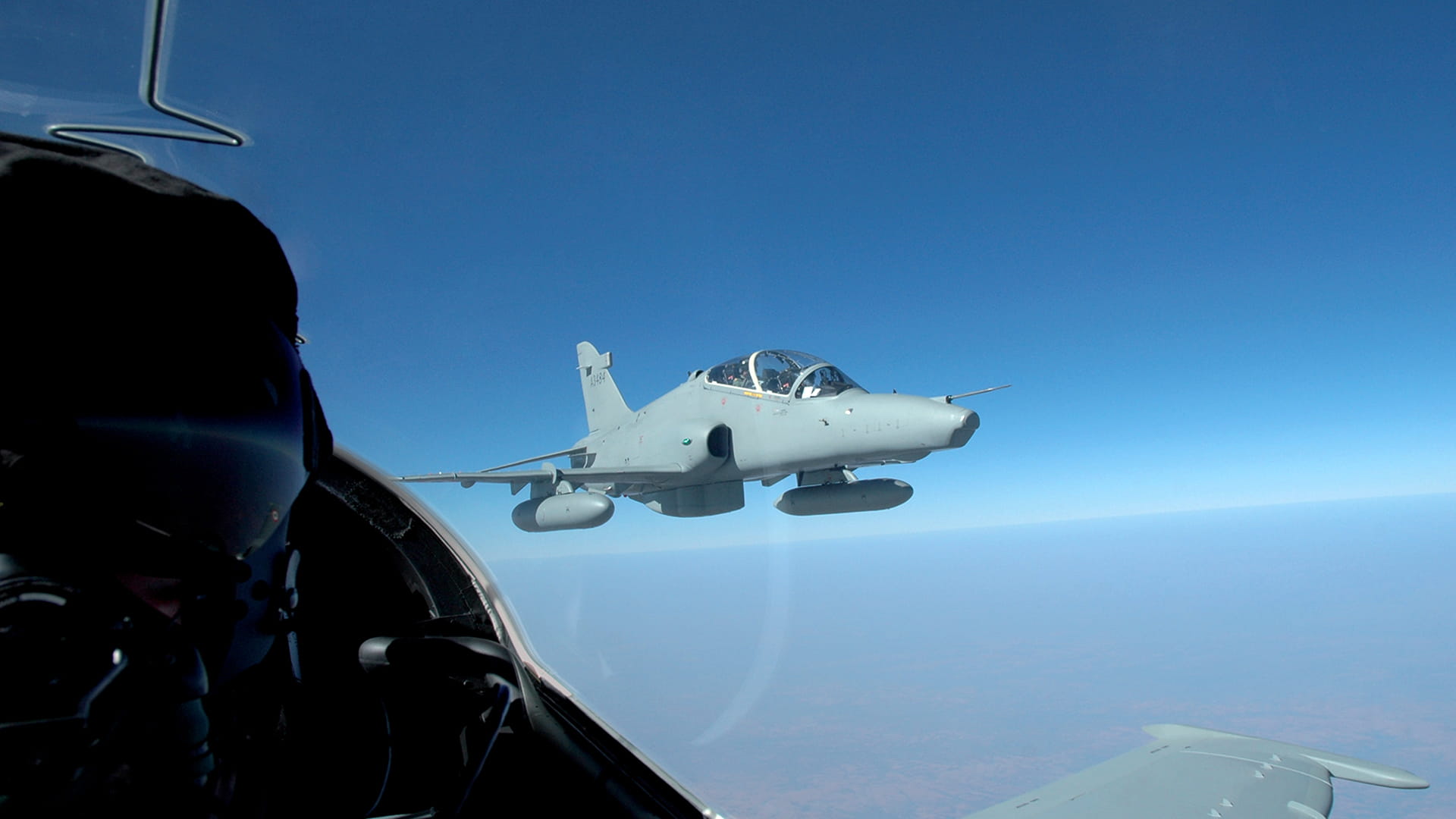 Pilot in cockpit view