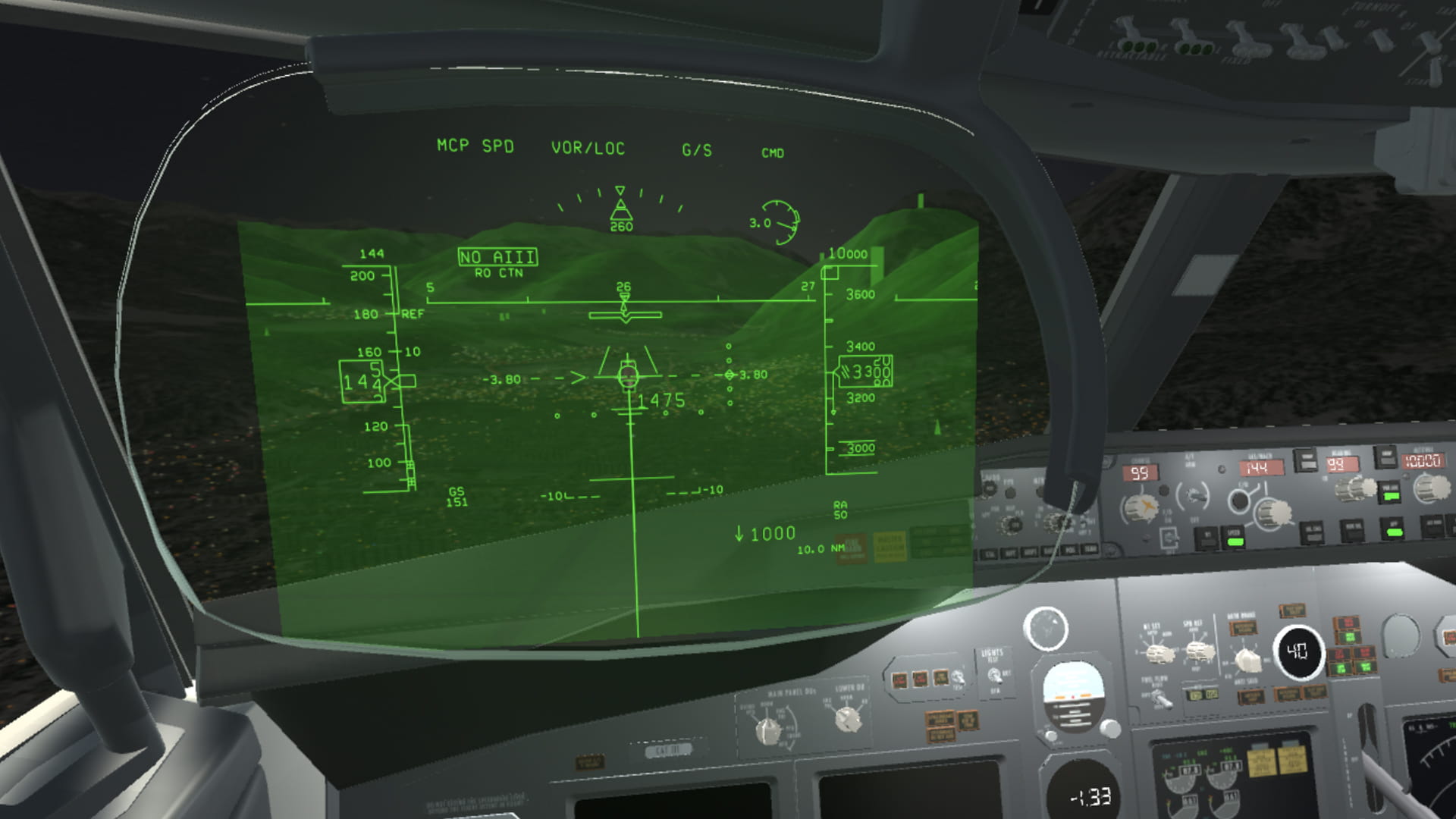 Head-up Display (HUD) virtual reality trainer