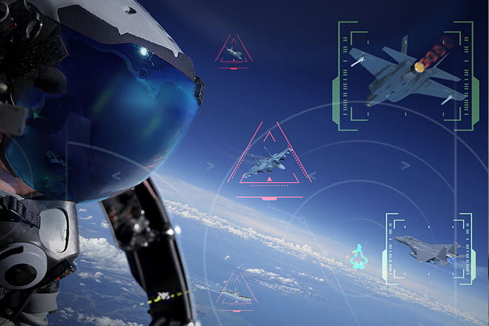Pilot uses IFF system to identify aircraft in a contested environment