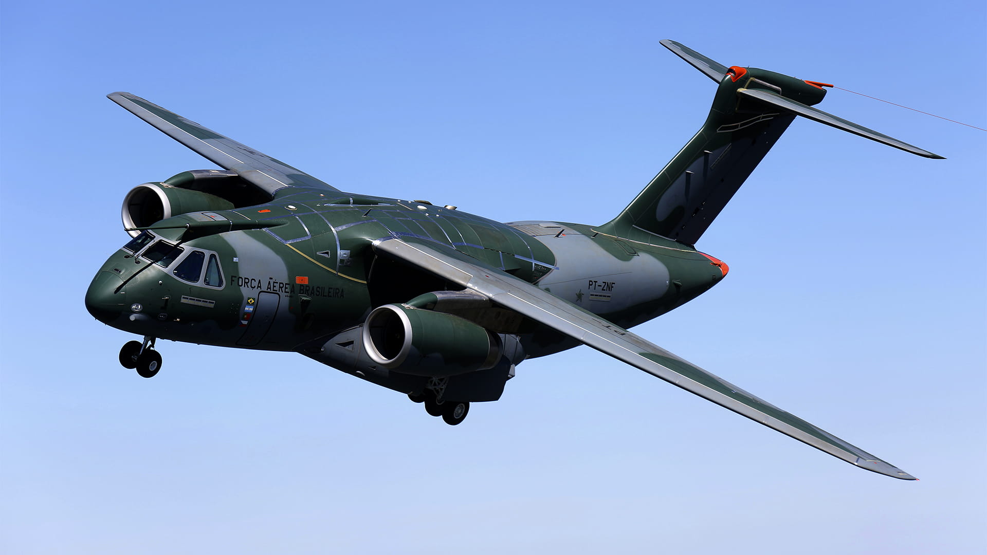 Military plane in flight