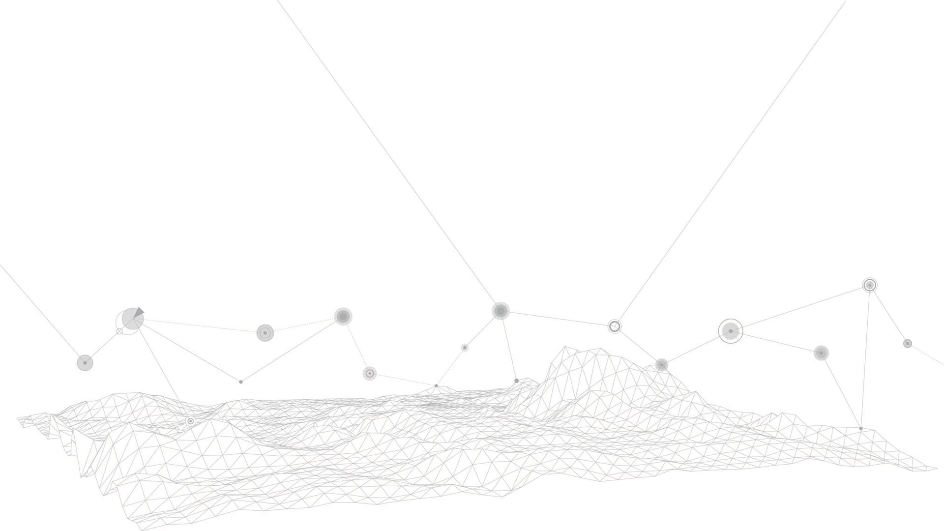 Line illustration of networking node points above terrain