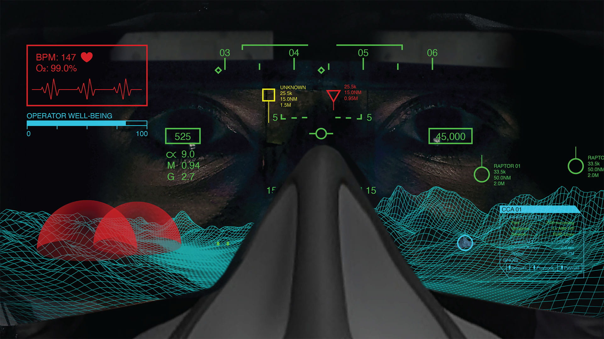 Display showing pilot health information