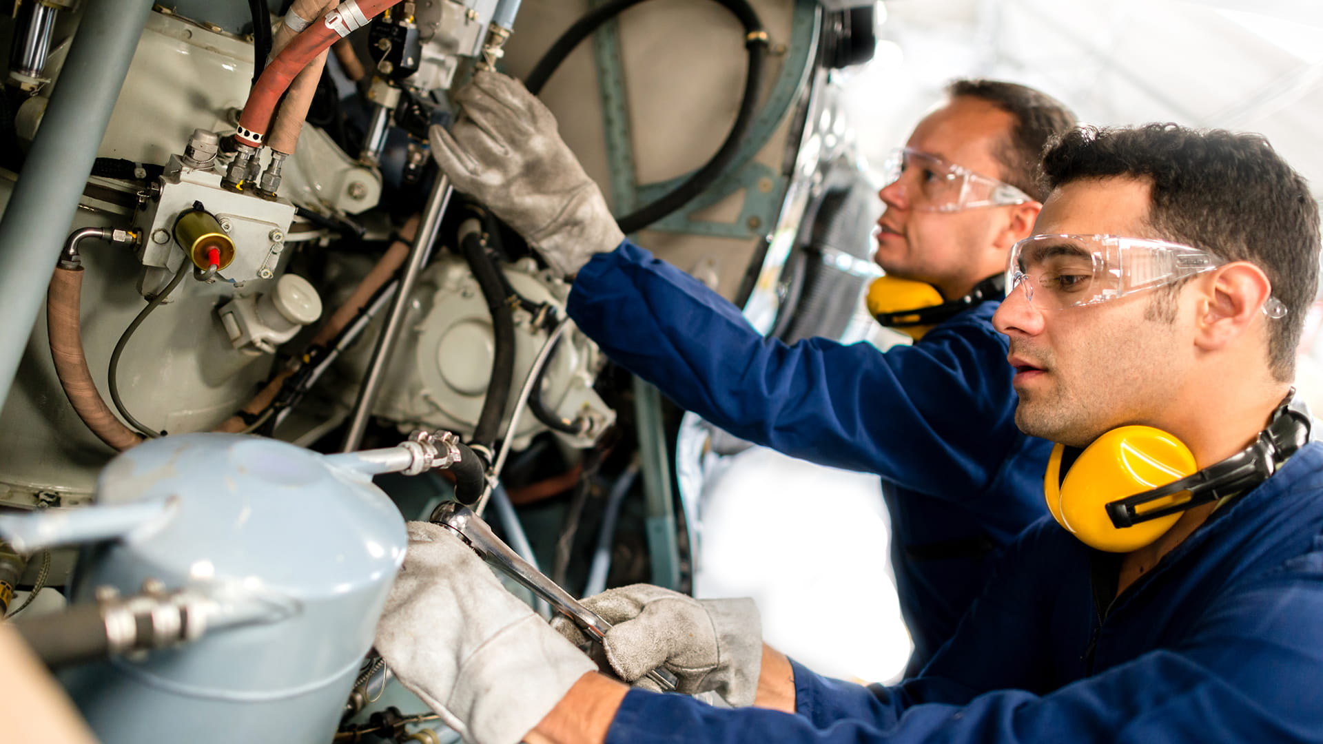 a technician working in commercial aviation