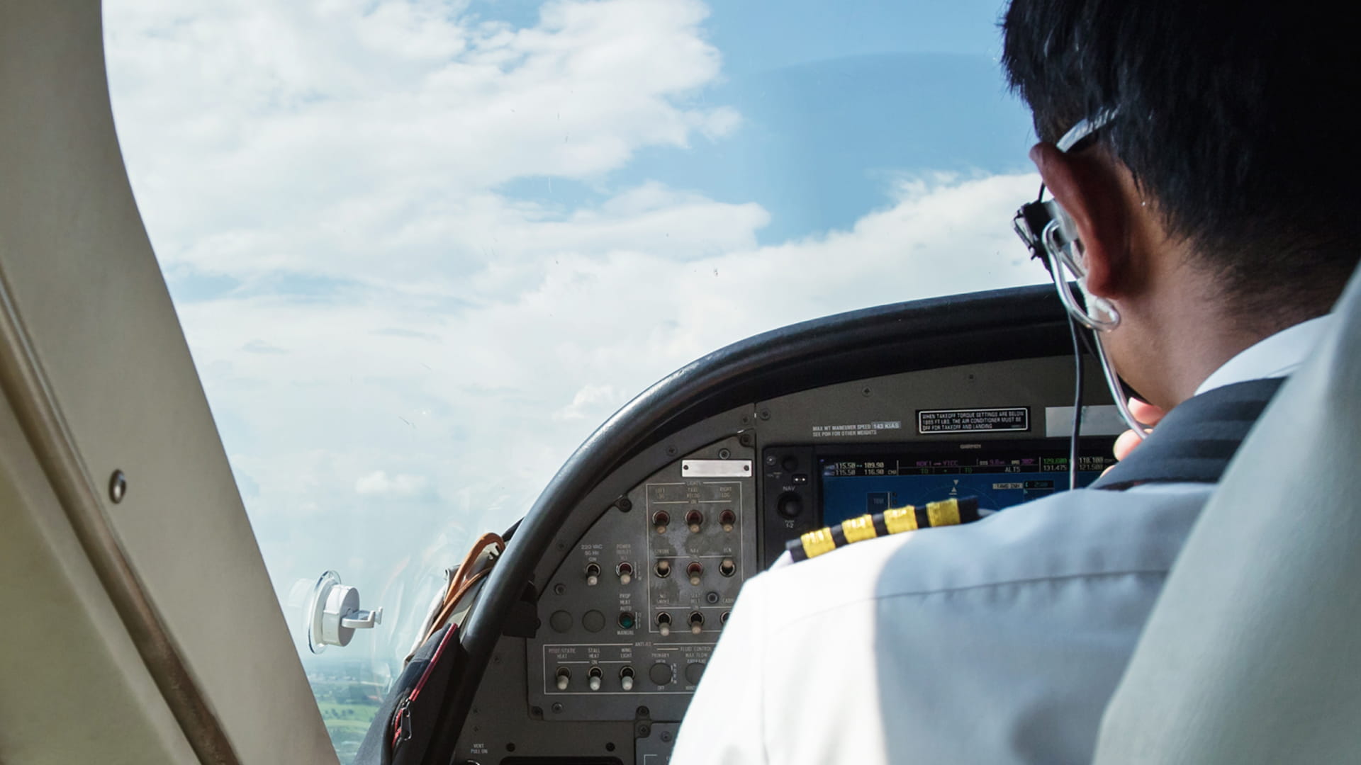 Pilot in cockpit
