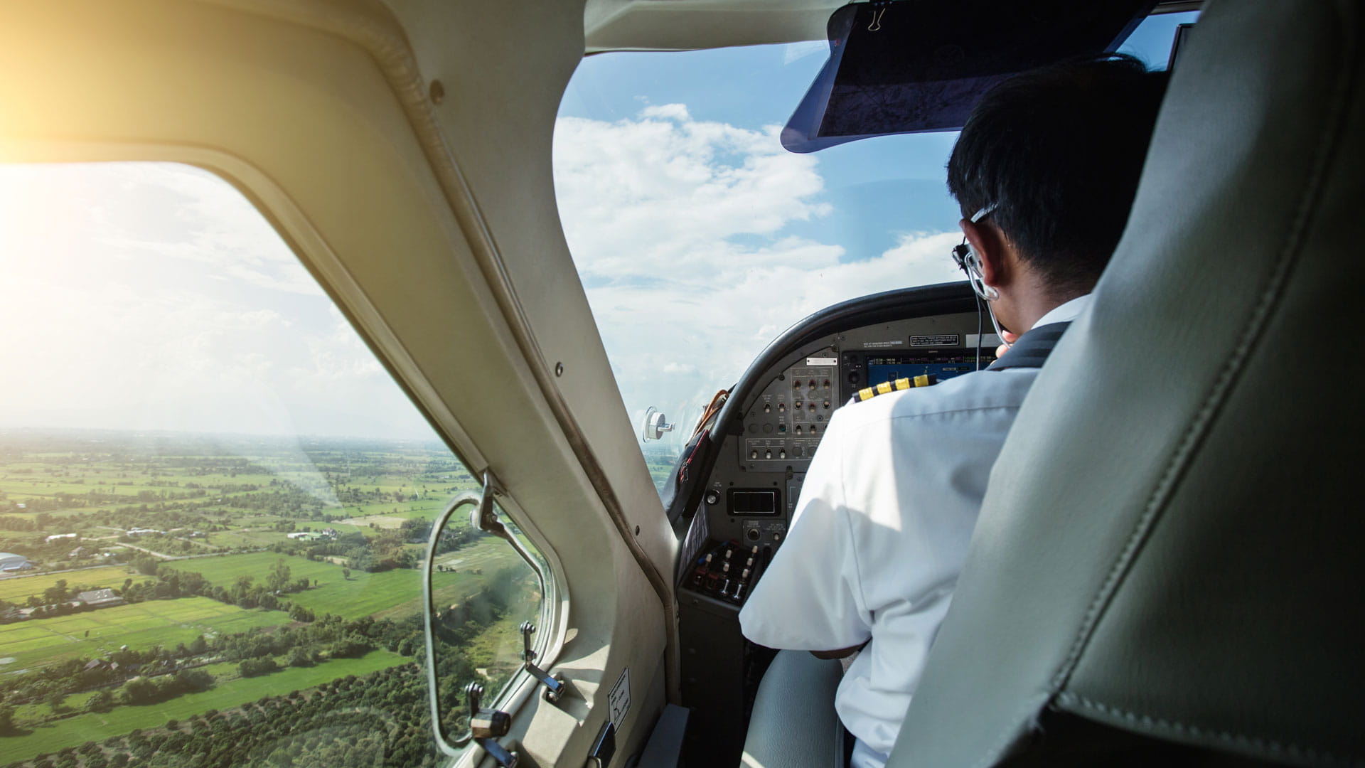 Pilot in cockpit