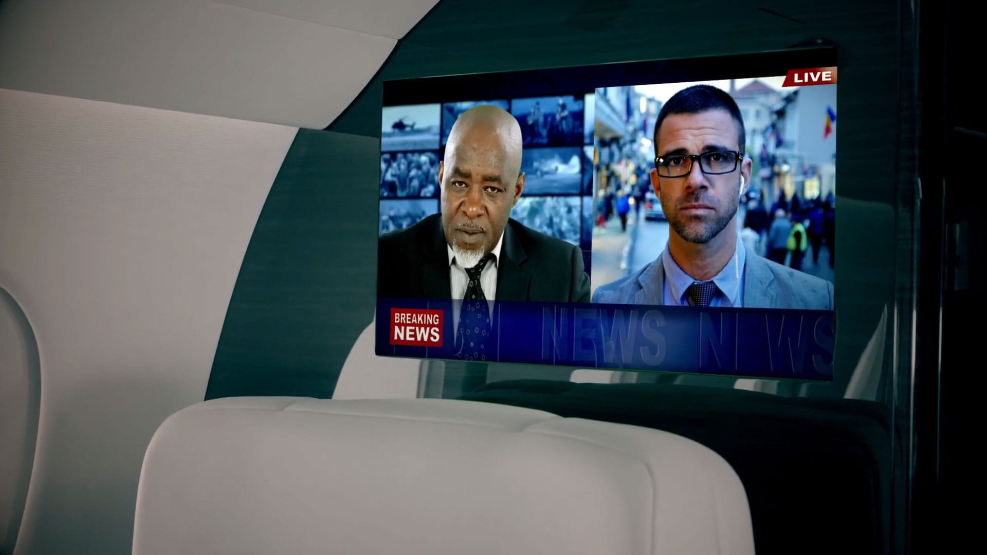 Photo of Tailwind® 500 multi-region in-flight TV system on large display