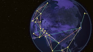a computer generate image of a globe and satellite network