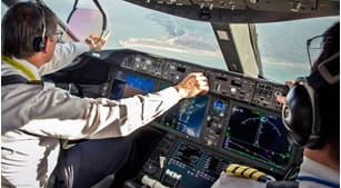 pilot preparing airplane for landing