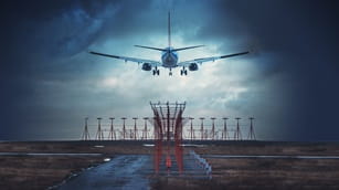 DME-2100 Distance Measuring Equipment with aircraft flying