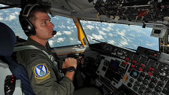 Pilot on a flight deck