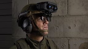 Military person wearing a Ground-based Warfighter Display