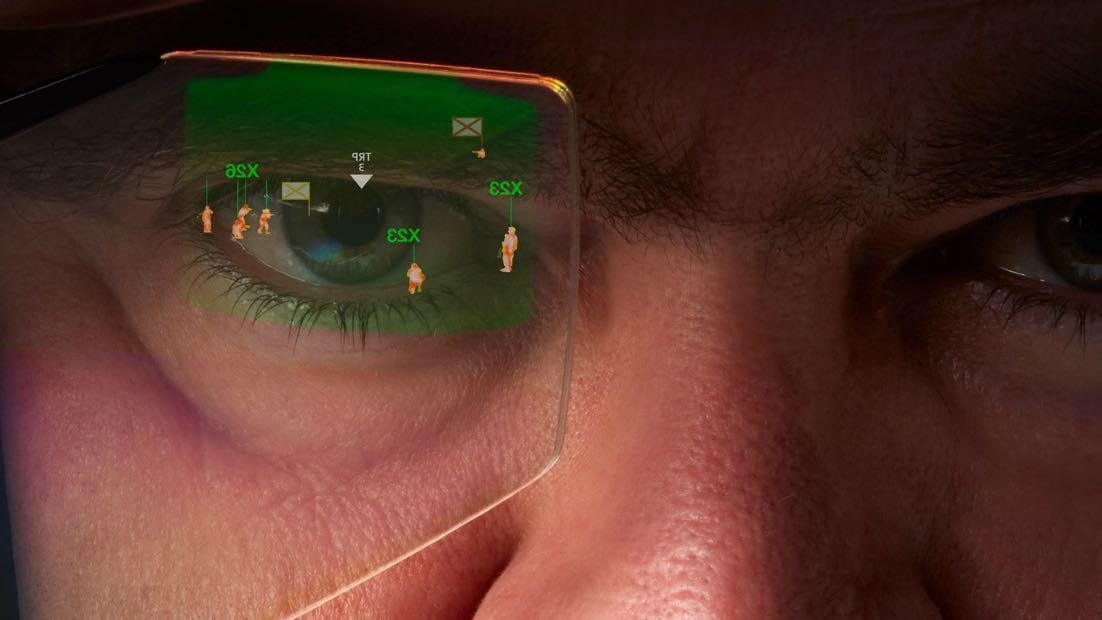 Human eye showing a visual of Ground-Based Warfighter Helmet Mounted Displays