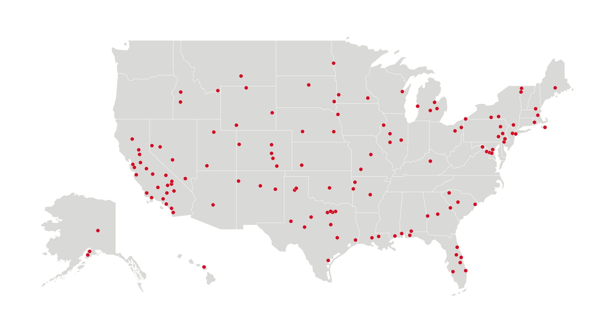 Map showing RTX’s Collins air traffic control radar upgrade locations across the United States, highlighting sites where radar modernization projects have been completed or are planned. 