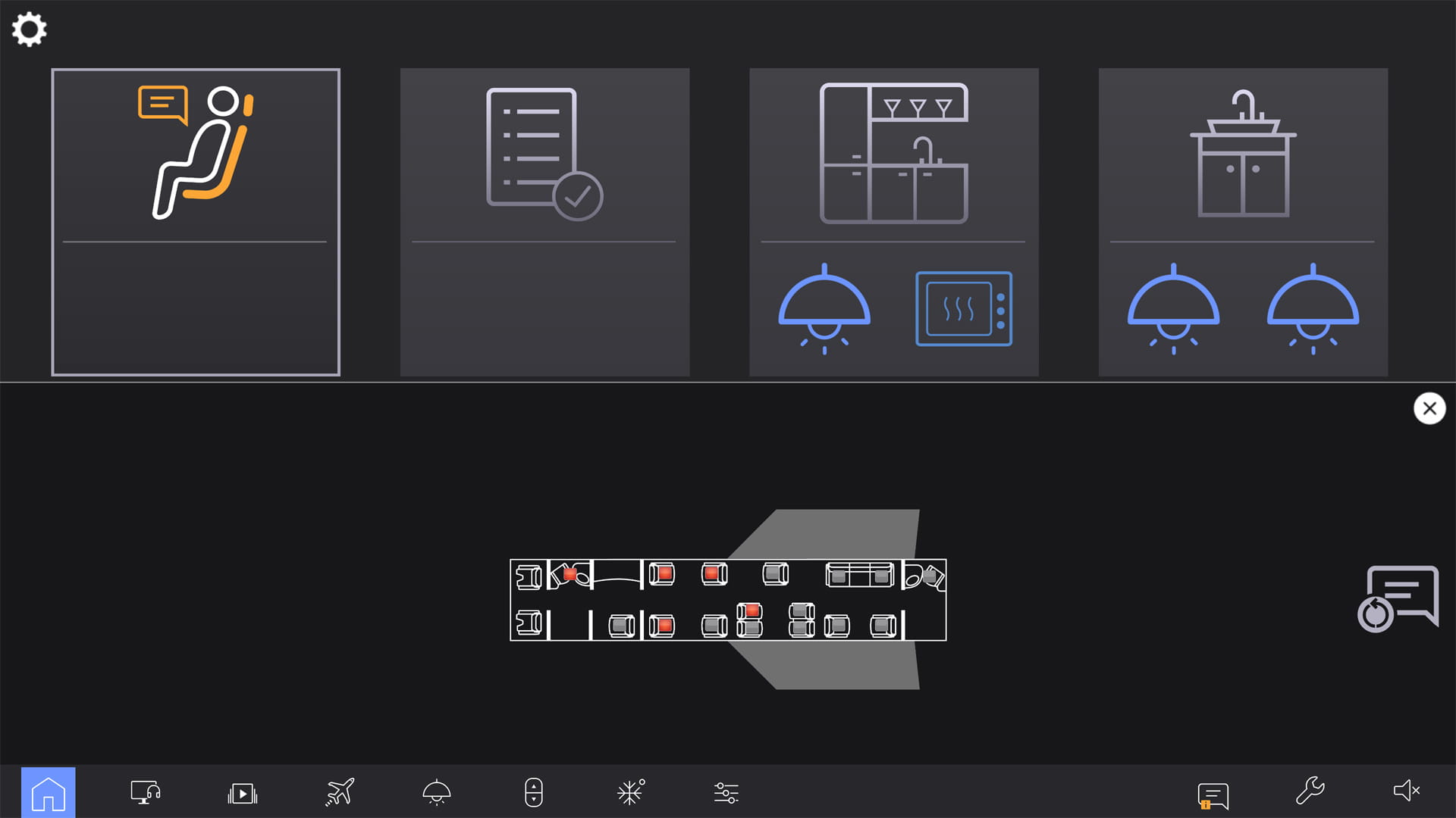Venue GUI showing attendant call notification activated