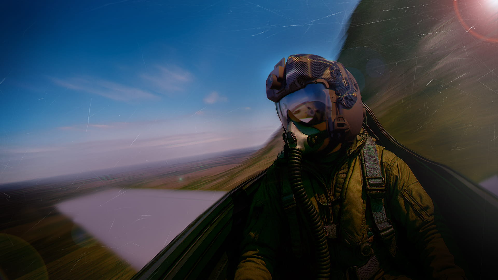 Fighter pilot in cockpit