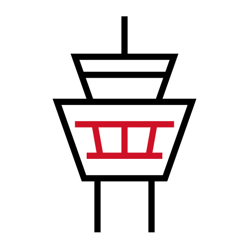 Icon representation of the top of an air traffic control tower