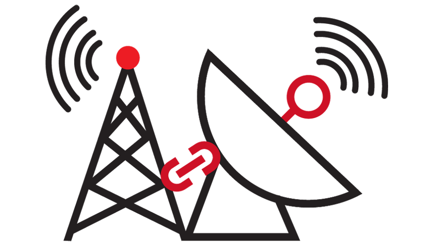 Iconic representations of a radar and control tower