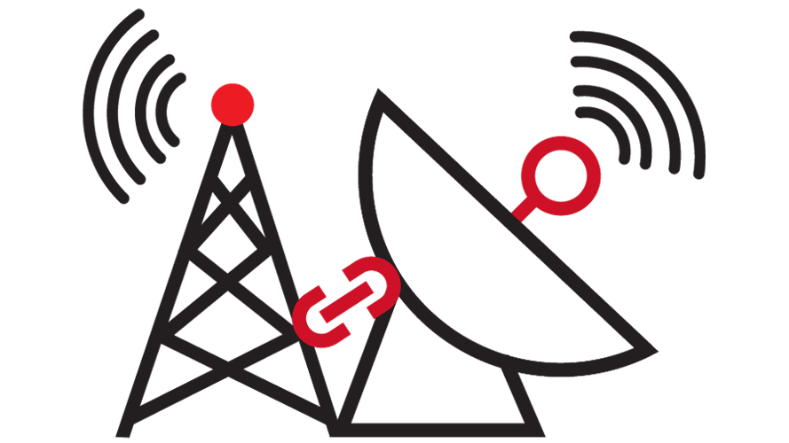 Iconic representations of a radar and control tower