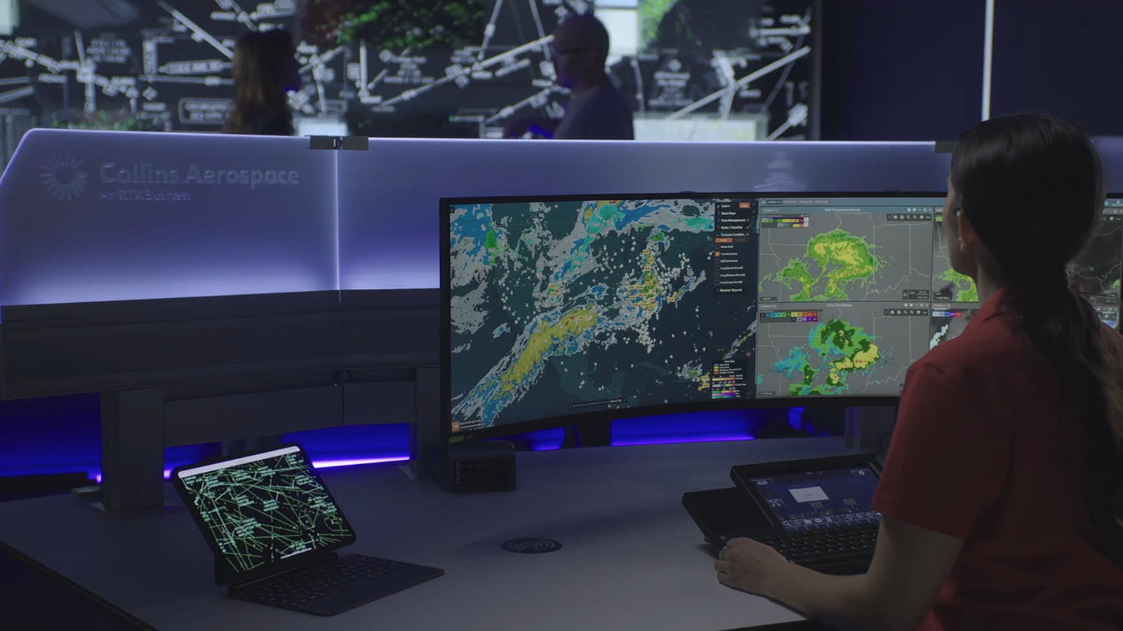 A air traffic controller viewing monitors