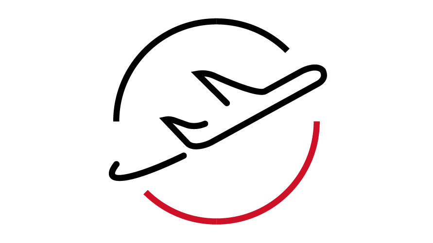 plane flying around globe graphic icon