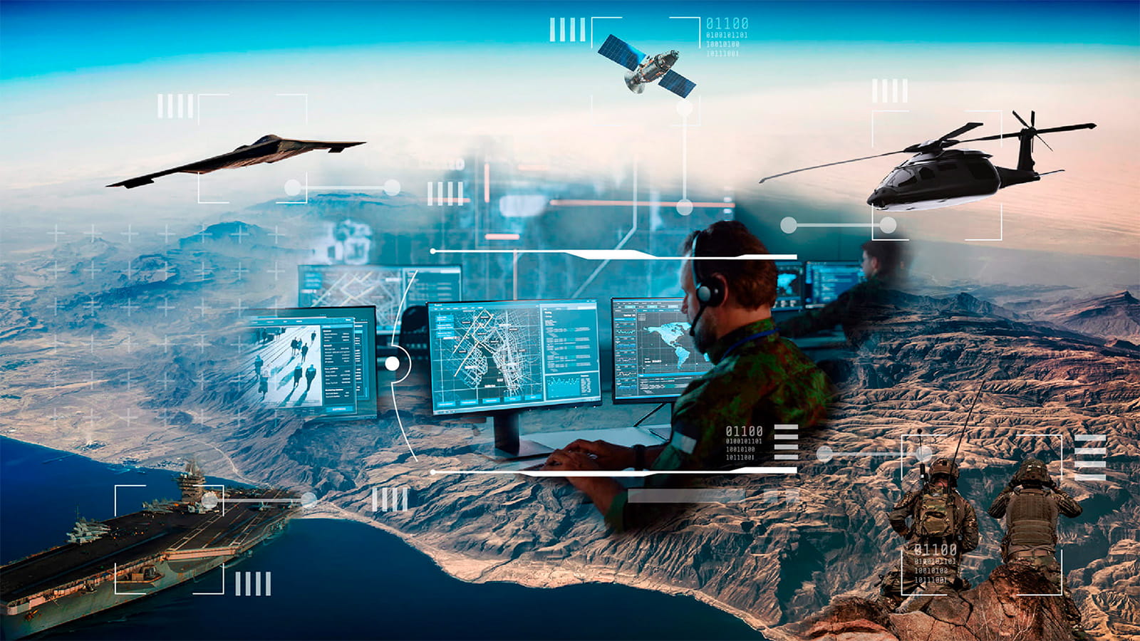 Connected battlespace all domains graphic