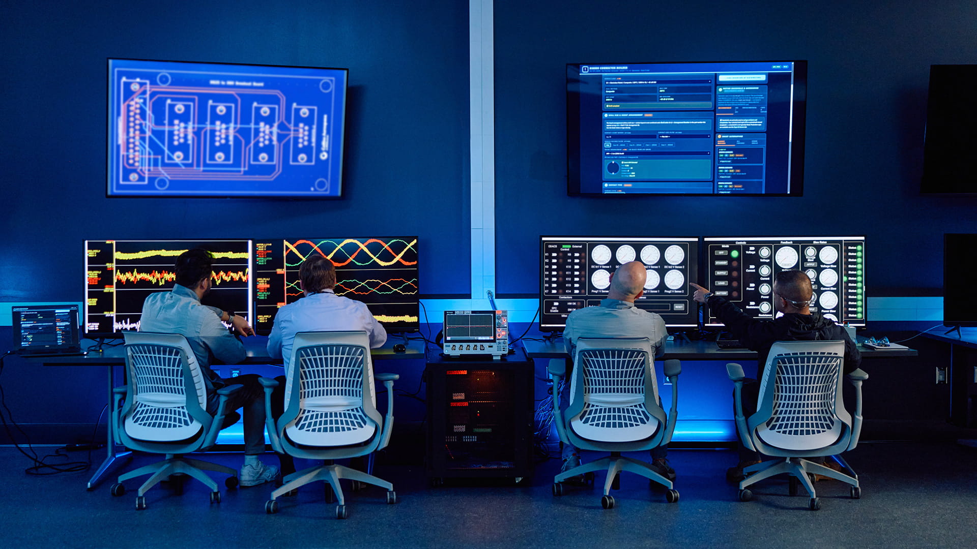 Employees monitor The Grid from its control room, which has powerful processing capability to test components in detail.