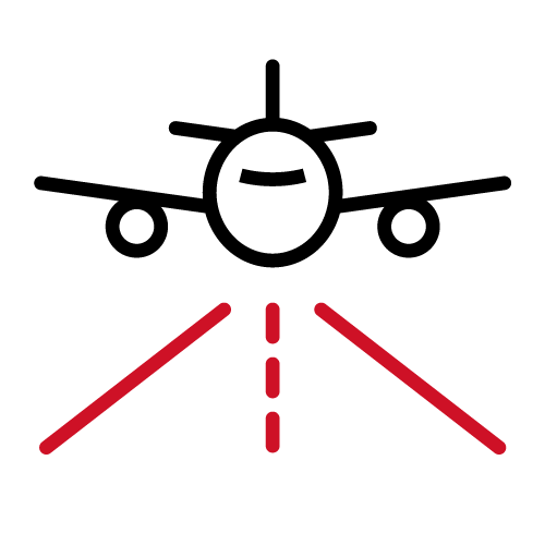Icon representation of an airplane taking off