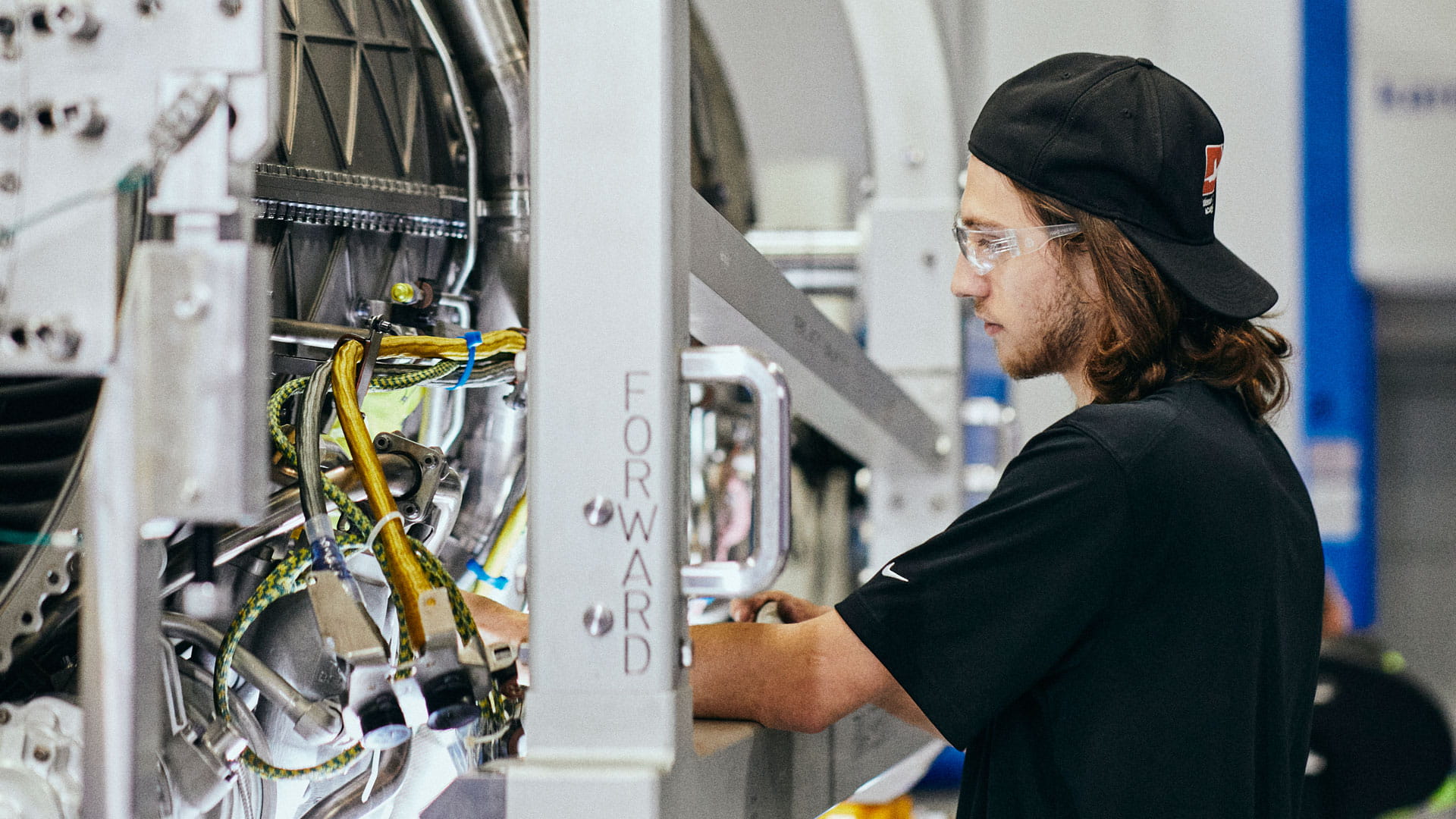 A technician on an assembly line