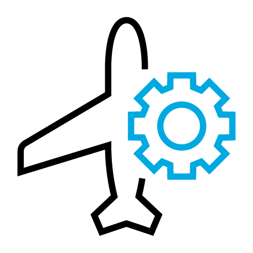 plane and gear graphic icon