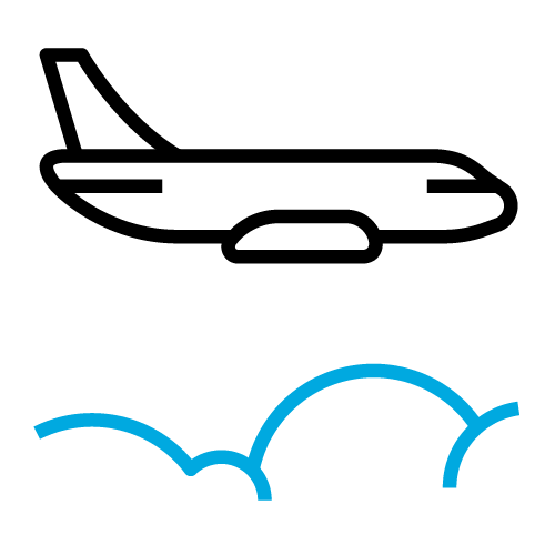 plane flying over clouds graphic icon