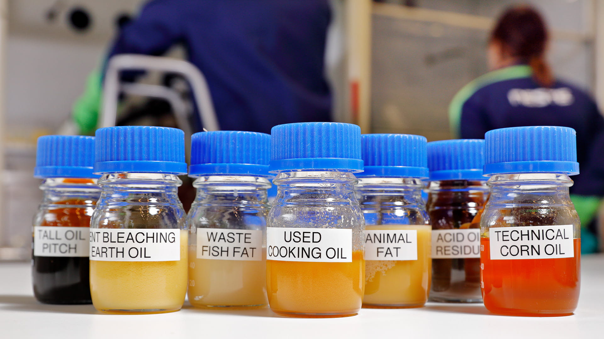 bottles of renewable fuel test materials