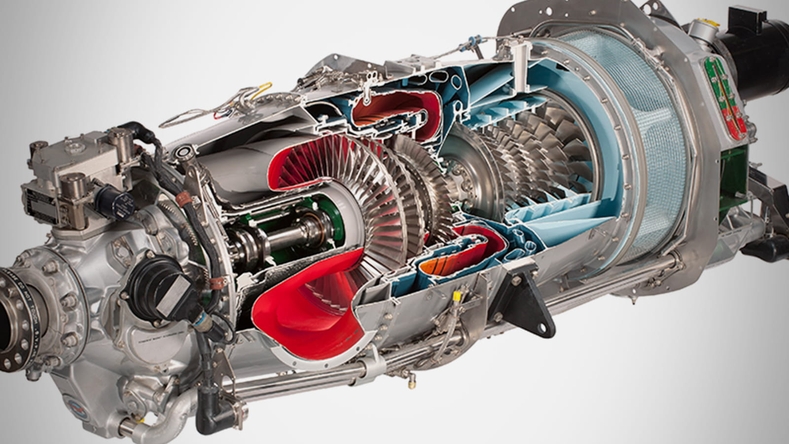 cutaway view of a turboprop aircraft engine