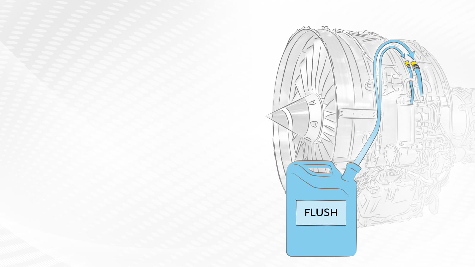 Illustration of an aircraft engine being flushed