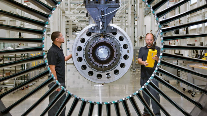 A PW1100G JM engine being assembled