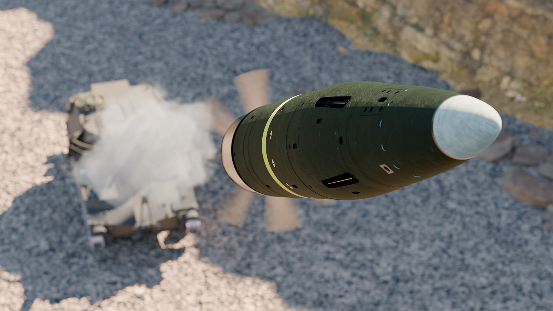 Howitzer-type gun firing an excalibur projectile
