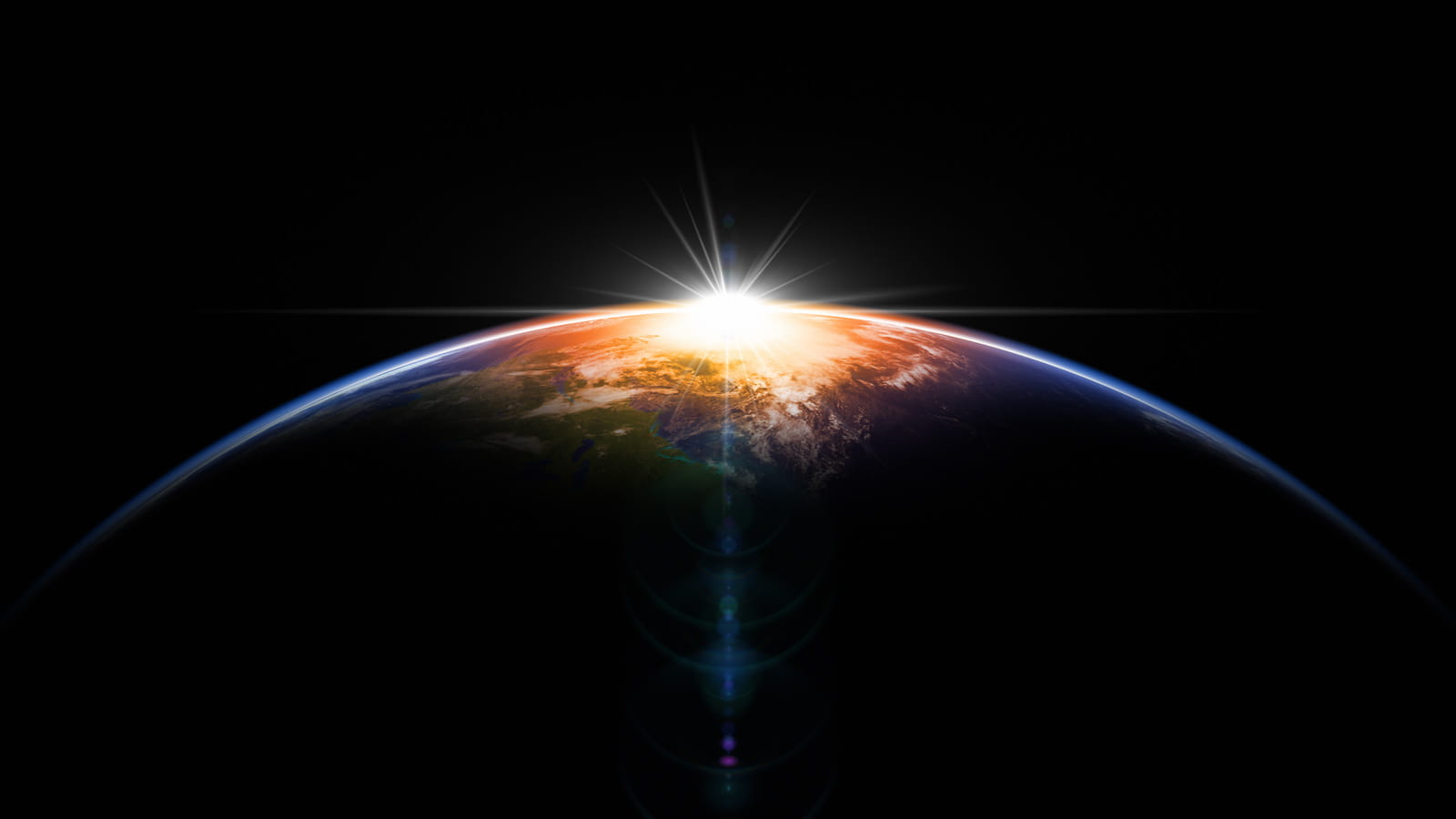 Bright light surrounds image of Earth