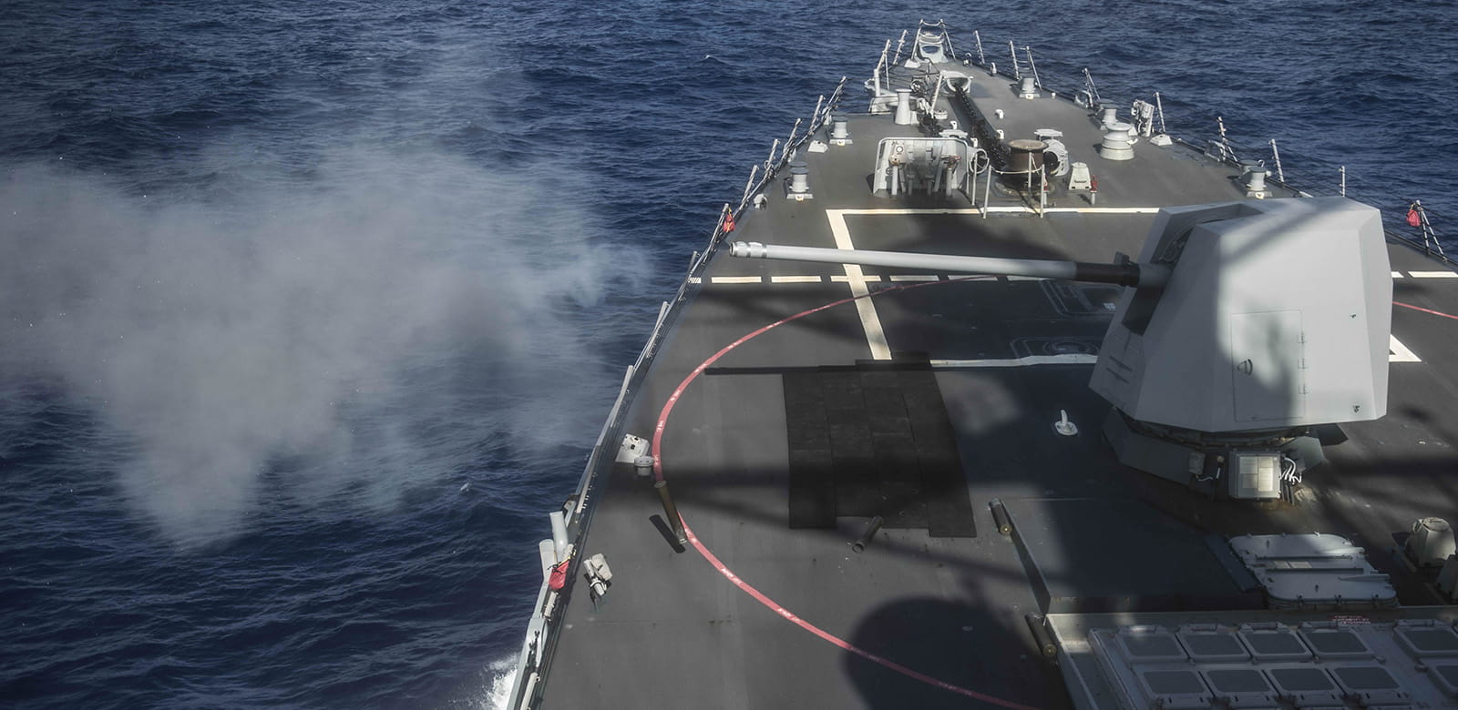 The Excalibur munition’s naval 5-inch variant will offer long-range precision fire to counter fast attack craft and provide naval surface fire support. (Photo: U.S. Navy)