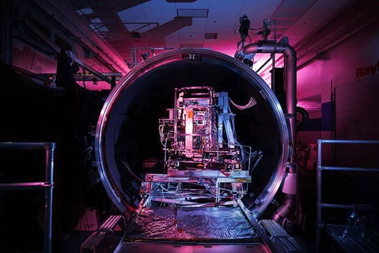 The VIIRS sensor for JPSS-2 comes out of thermal vacuum chamber testing at Raytheon Intelligence & Space.