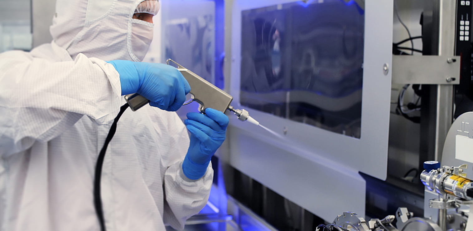 A technician tests exoatmospheric technology 