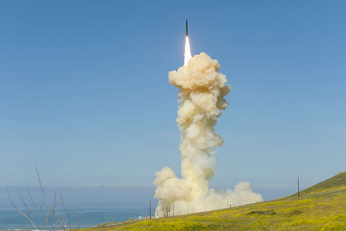 The 'lead' ground-based Interceptor is launched from Vandenberg Air Force Base, California,
