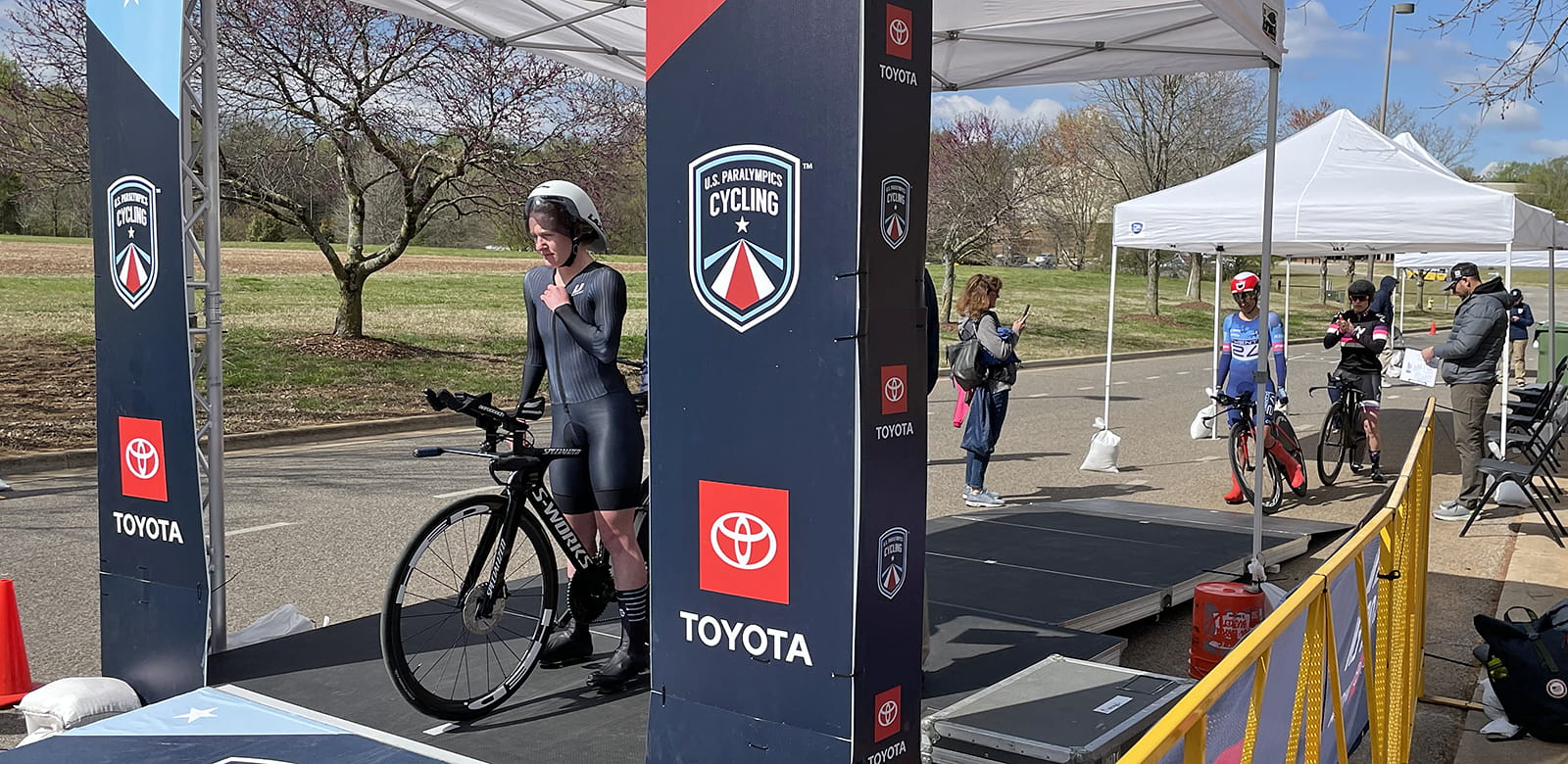 Athlete Clara Brown lined up for the starting line.