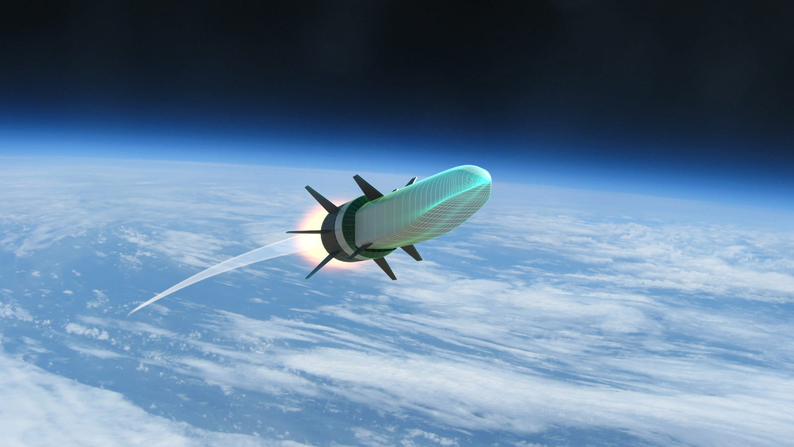 An artist's rendering of a hypersonic missile in flight. 